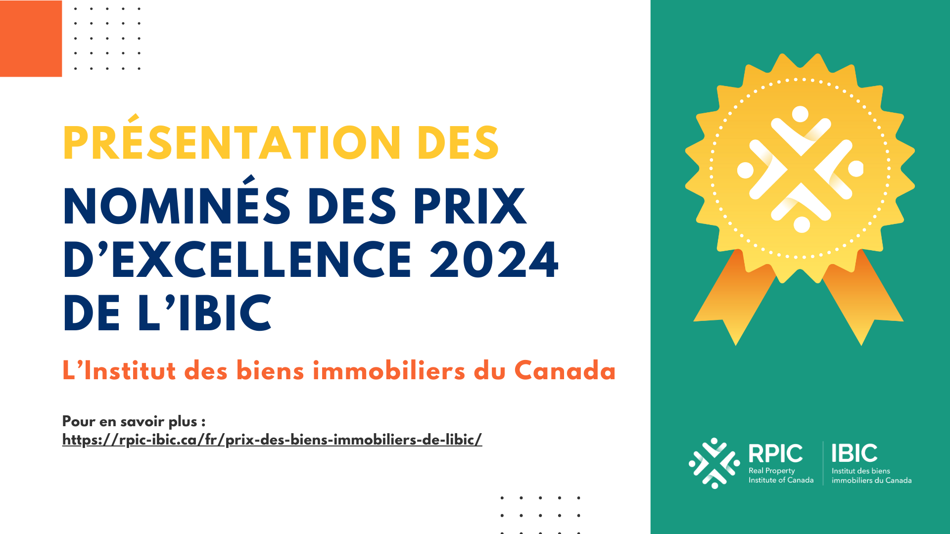 Graphique: "Presentation des nomines des priz d'execellence 2024 de l'IBIC."